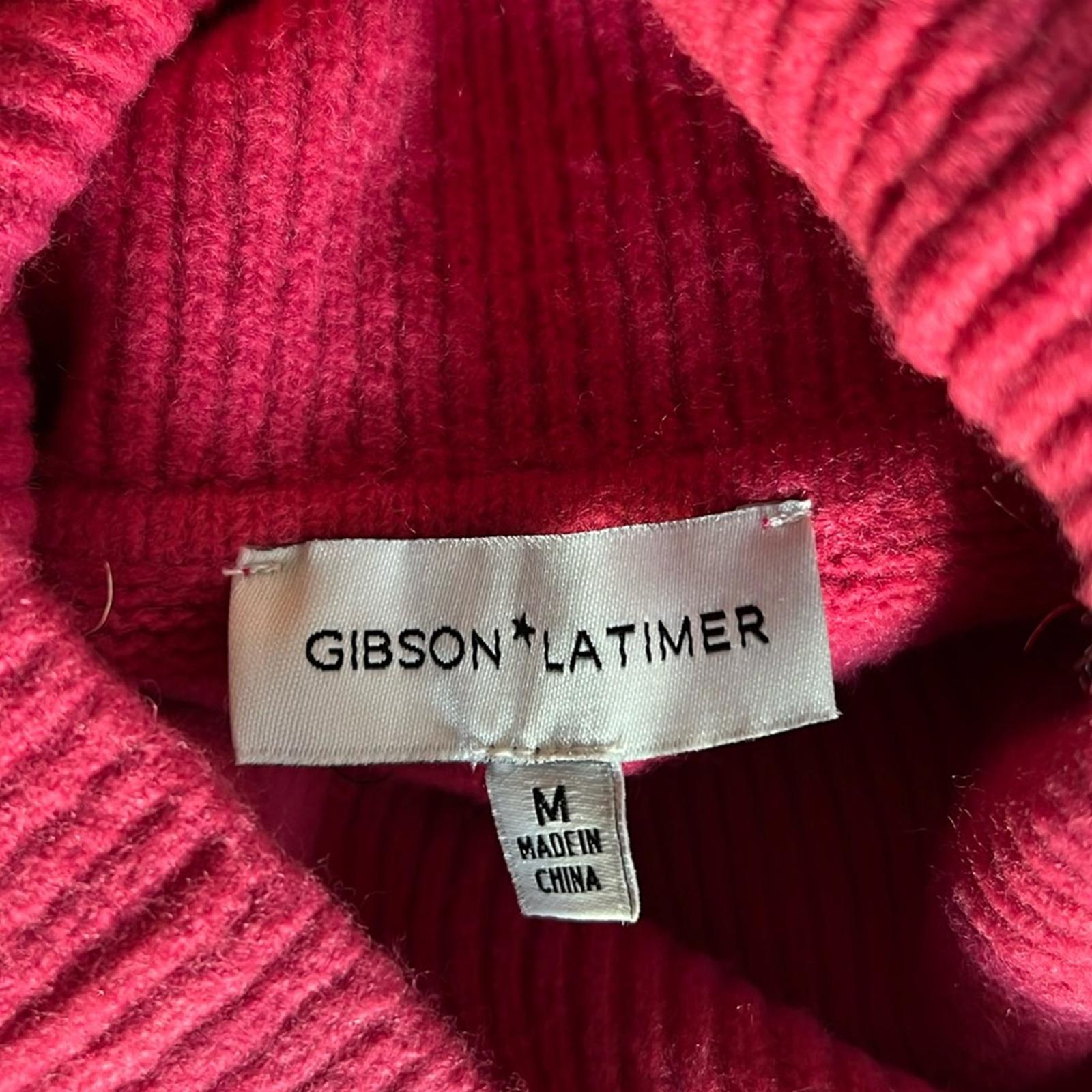 Gibson Latimer Puff-Sleeve Turtleneck Sweater Dress in Pink, Size M NEW w/o Tag