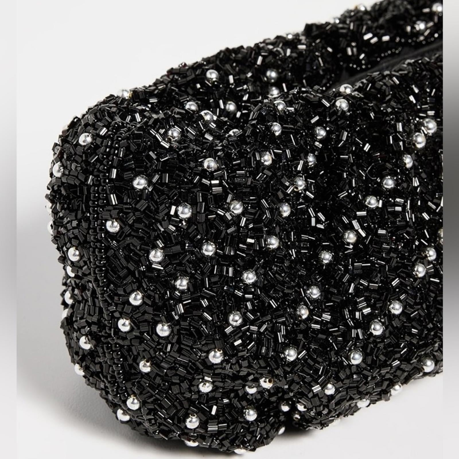 STAUD Cosmic Wave Beaded Bean Bag in Black, New w/Tag