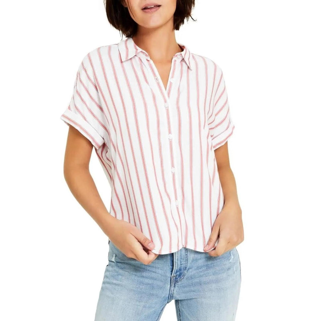 Tommy Jeans Striped Button Front Top Stapler Stripe, Size XL New w/Tag $69