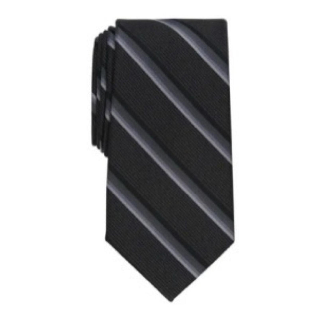Perry Ellis The Abbott Stripe Tie in Black/Silver, One Size, NWT