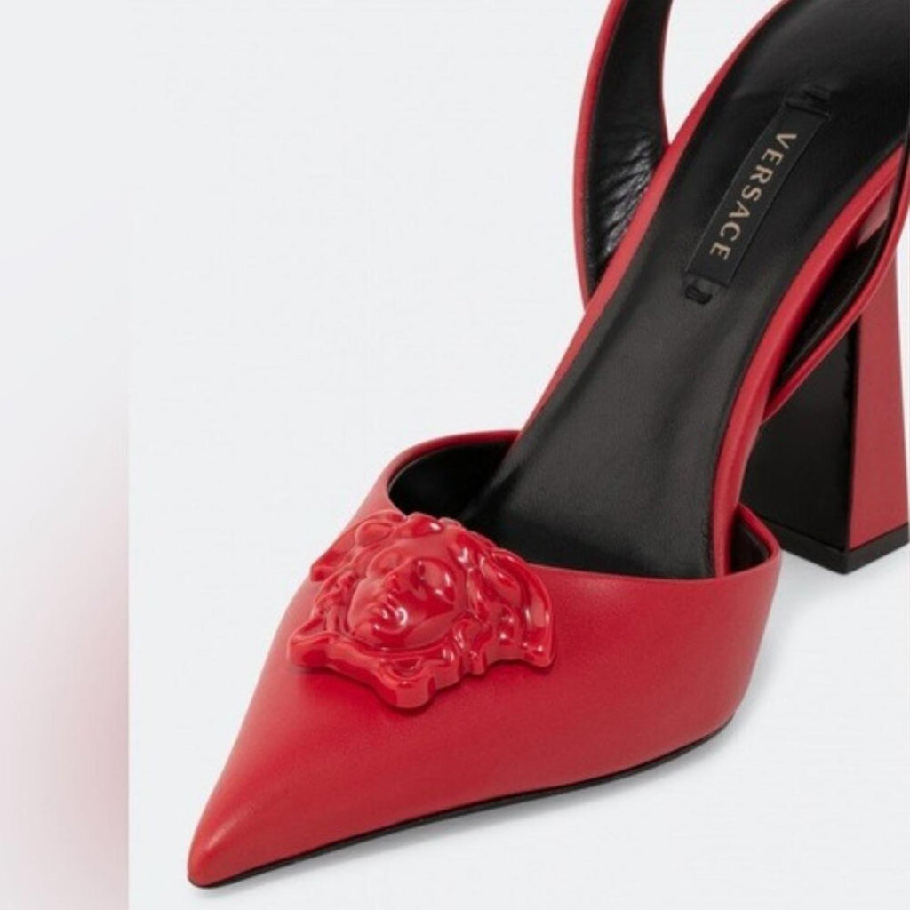 NEW Versace La Medusa Slingback Pumps/Heels in Red, Size 36.5 New in Box $1250