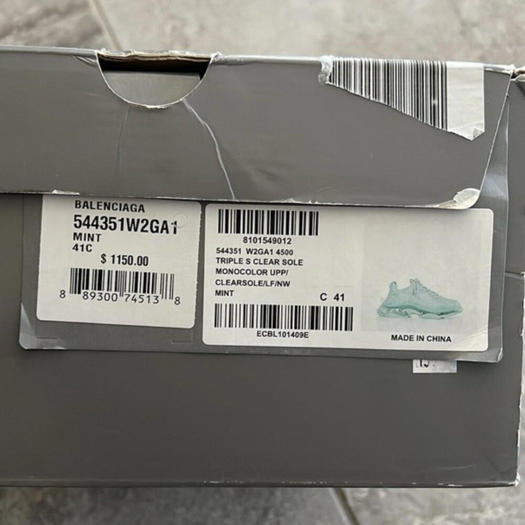 NWT Balenciaga Triple S Clear Sole Chunky Sneakers in Mint, Size 41 New in Box