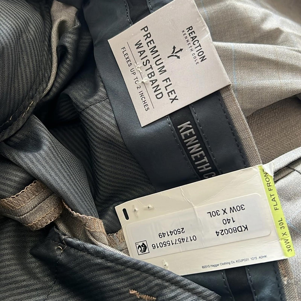 Kenneth Cole REACTION Premium Flex Slim Fit Dress Pants in Oatmeal 30W x 30L NWT