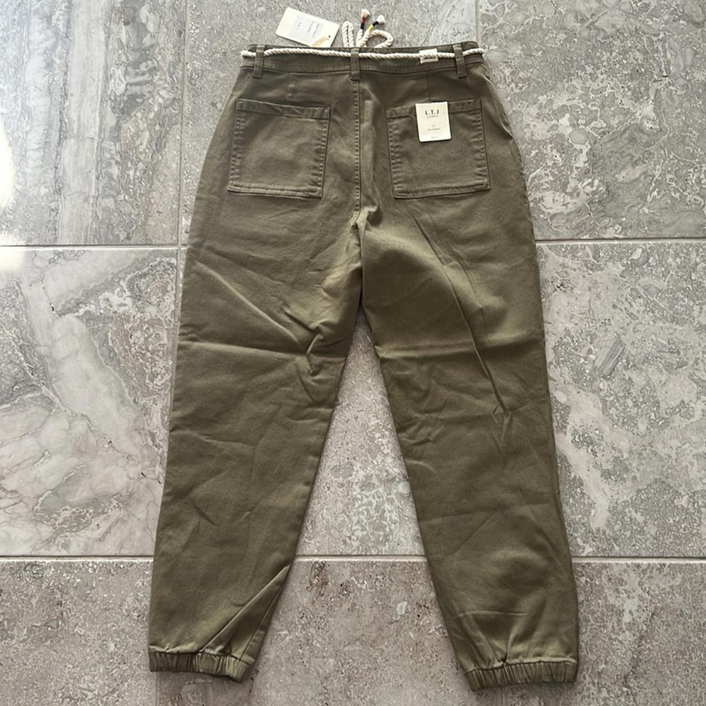 L.T.J Letter to Juliet Zip Cuff Utility Pants in Grey, Size L New w/Tag