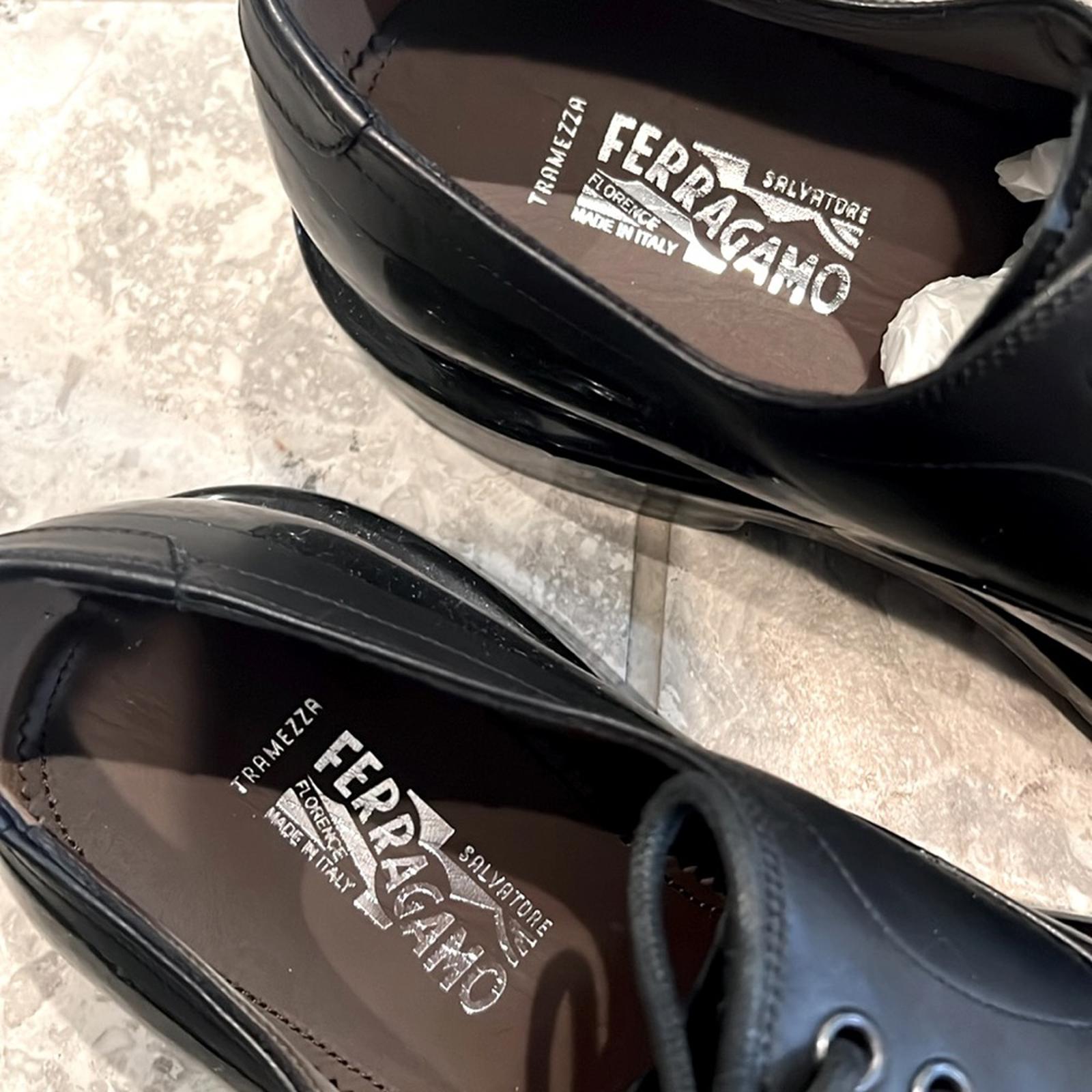 Salvatore Ferragamo Dipped Leather Oxford Shoes Size 6 EEE NEW in Box + DustBag