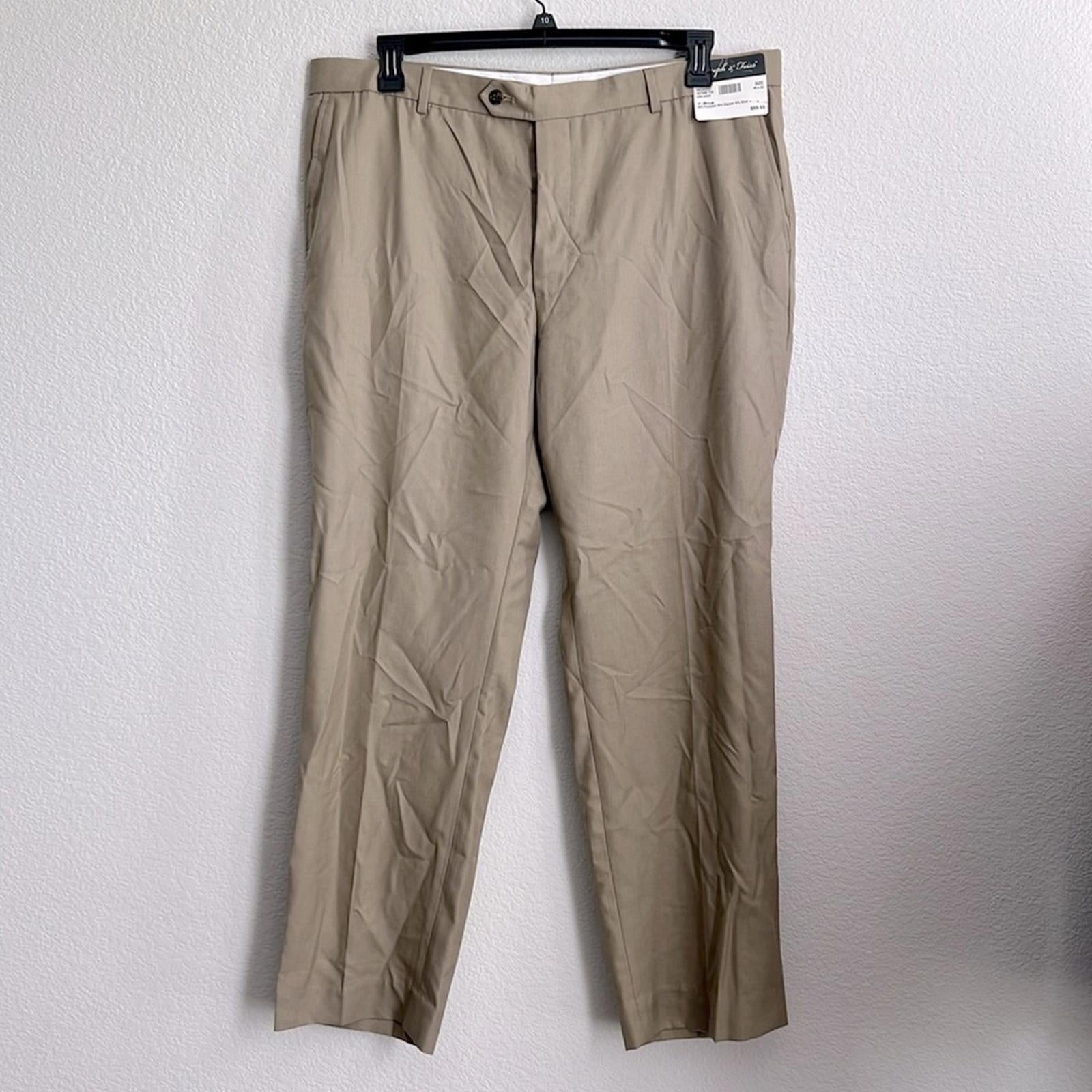 Joseph & Feiss Men's Khaki Chinos Wool-Blend, NWT, Size 40 X 30