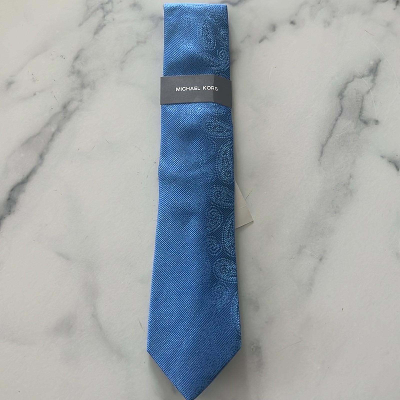 Michael Kors Men’s Adkins Paisley Silk Blend Tie in Blue, One Size, NWT
