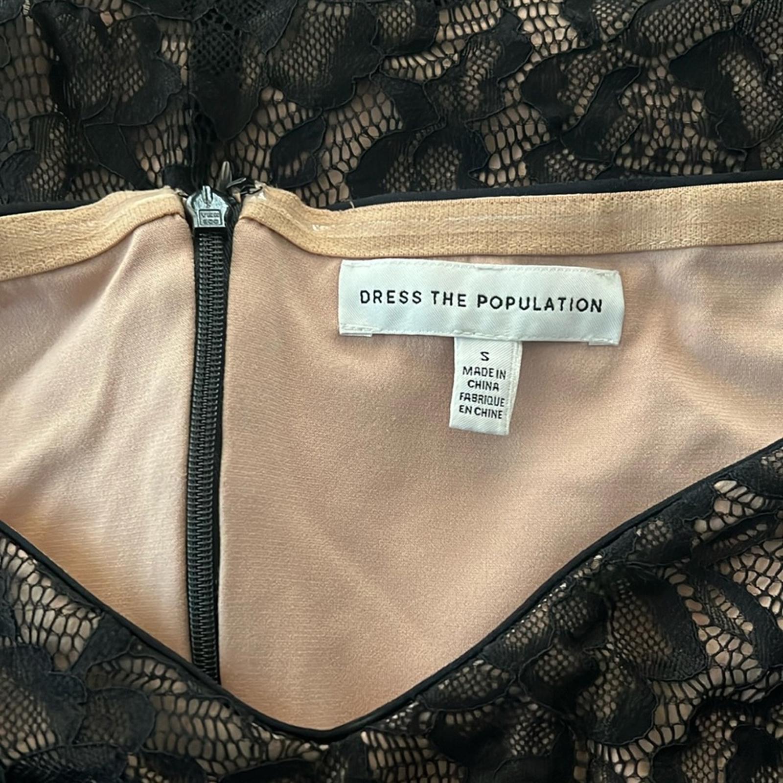 Dress the Population Esperanza Bodycon Mini Dress, Black/Nude Size S EXCELLENT