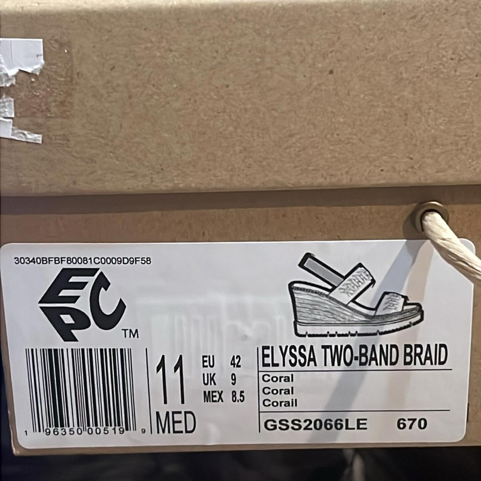 Gentle Souls Elyssa Two-Band Braided Wedge Sandals in Coral, Size 11 NEW $229