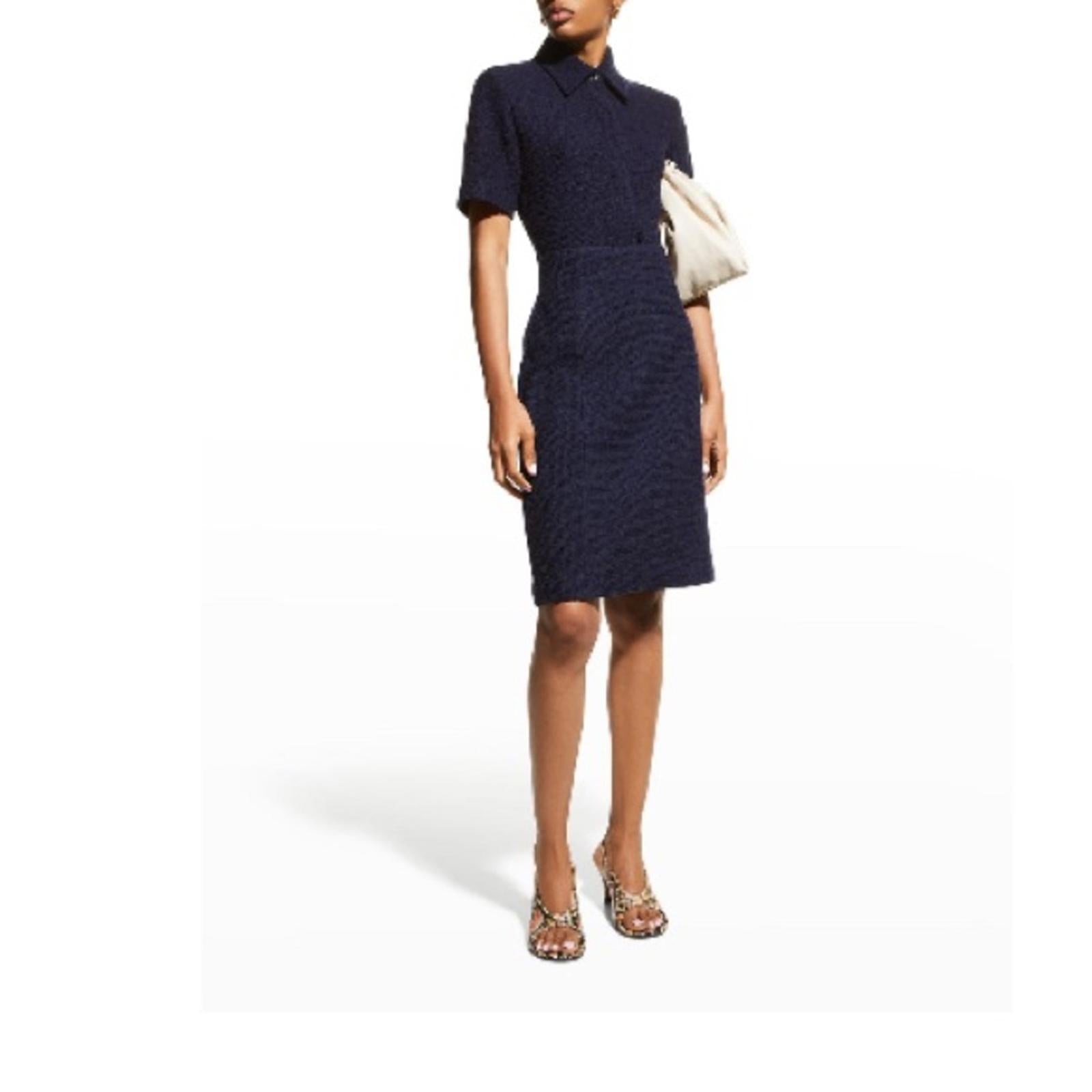St. John Collection Textured Tweed Pencil Skirt in Navy, Size 16 NWT Retail $795