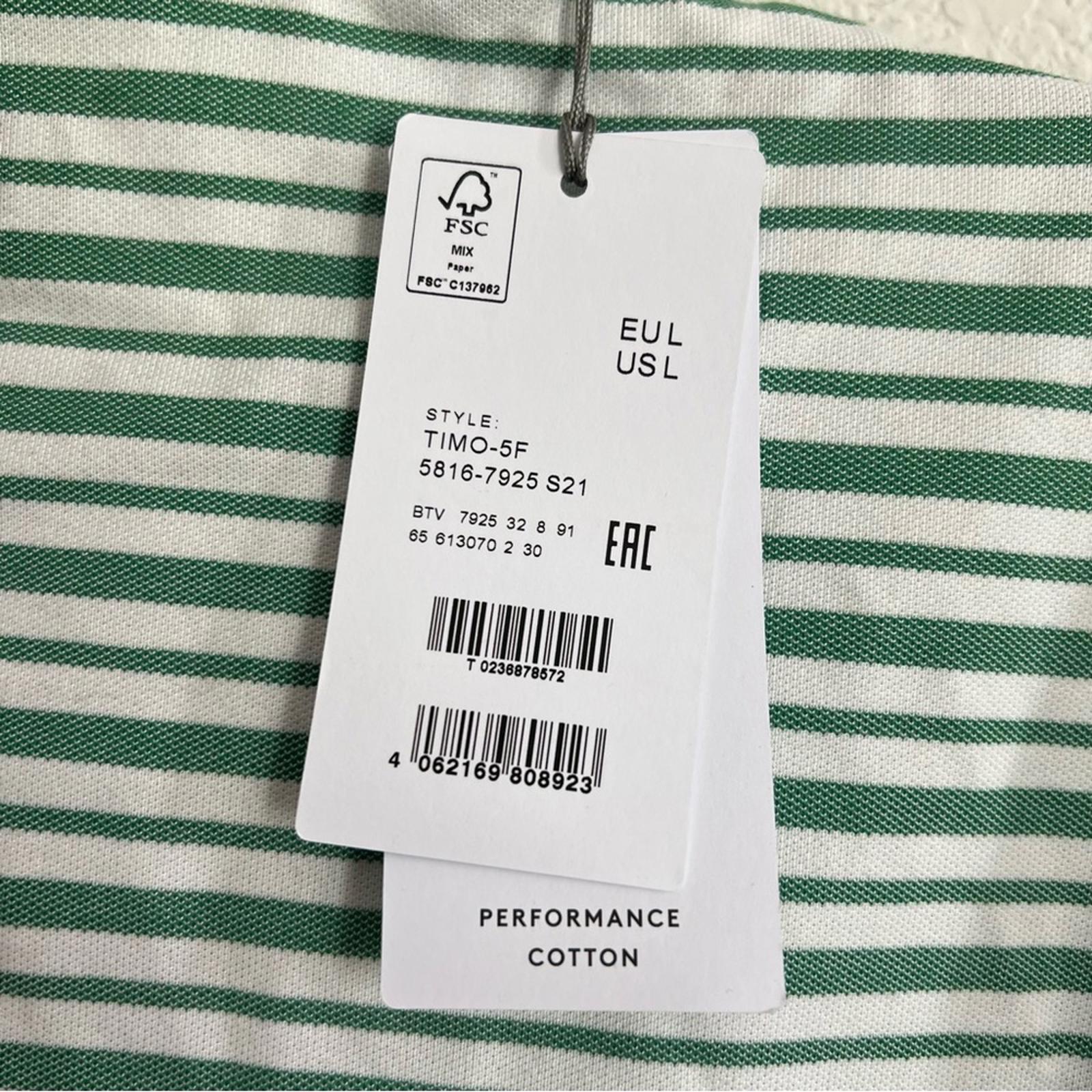Bogner Timo Striped Polo Shirt in Green & White, NWT, Size M