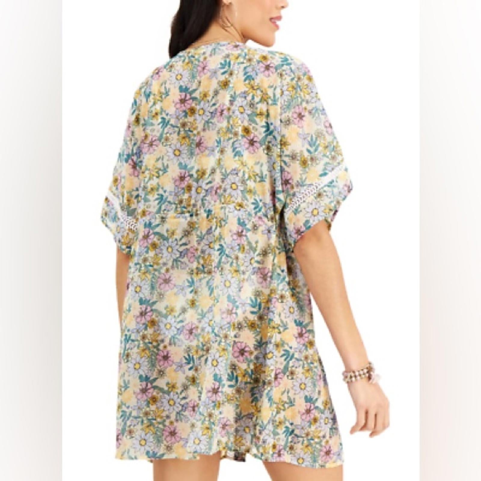 MIKEN' Kimono Cover-Up Swimsuit, Printed Multicolor Juniors’ Size XL