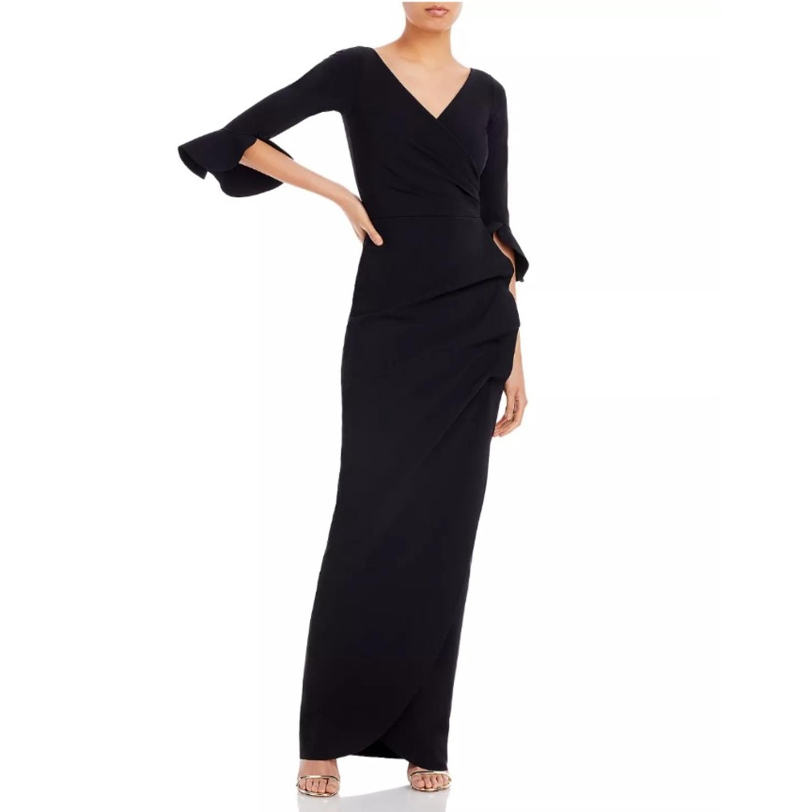 NWT Chiara Boni La Petite Robe Zalfa Column Gown in Black Size 16 MADE IN ITALY