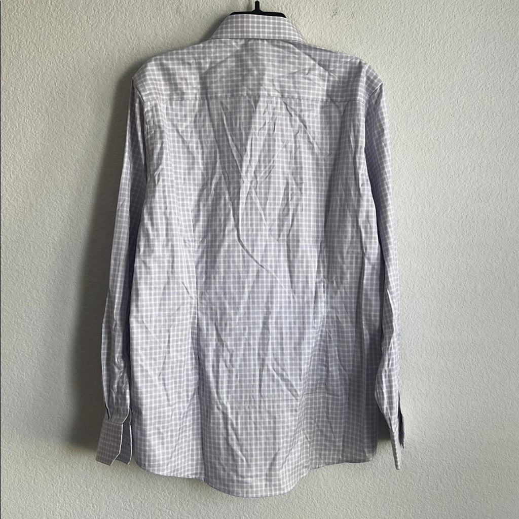 Eton Contemporary Fit Check Cotton Lyocell Shirt in Light Purple, Size 15.5, NEW