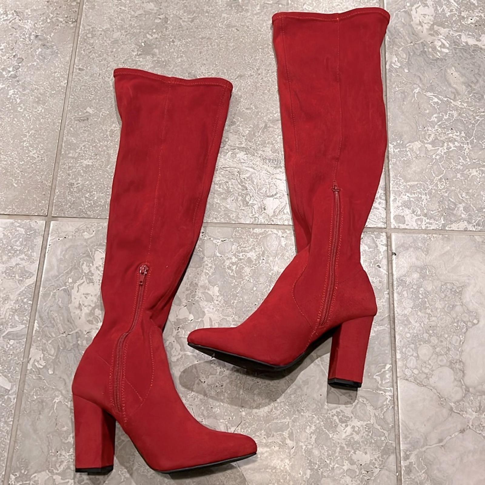 Wild Pair Brvye Knee-High Boots in Red, NWT, Size 6