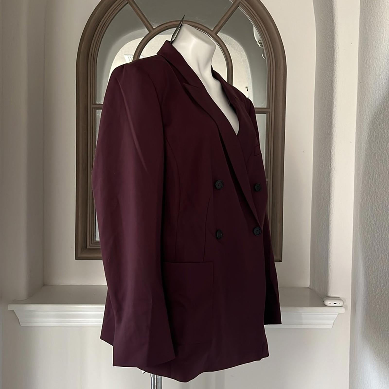 AWAY The Roundtrip Double-Breasted Blazer in Wine, Size 2X New w/Tag