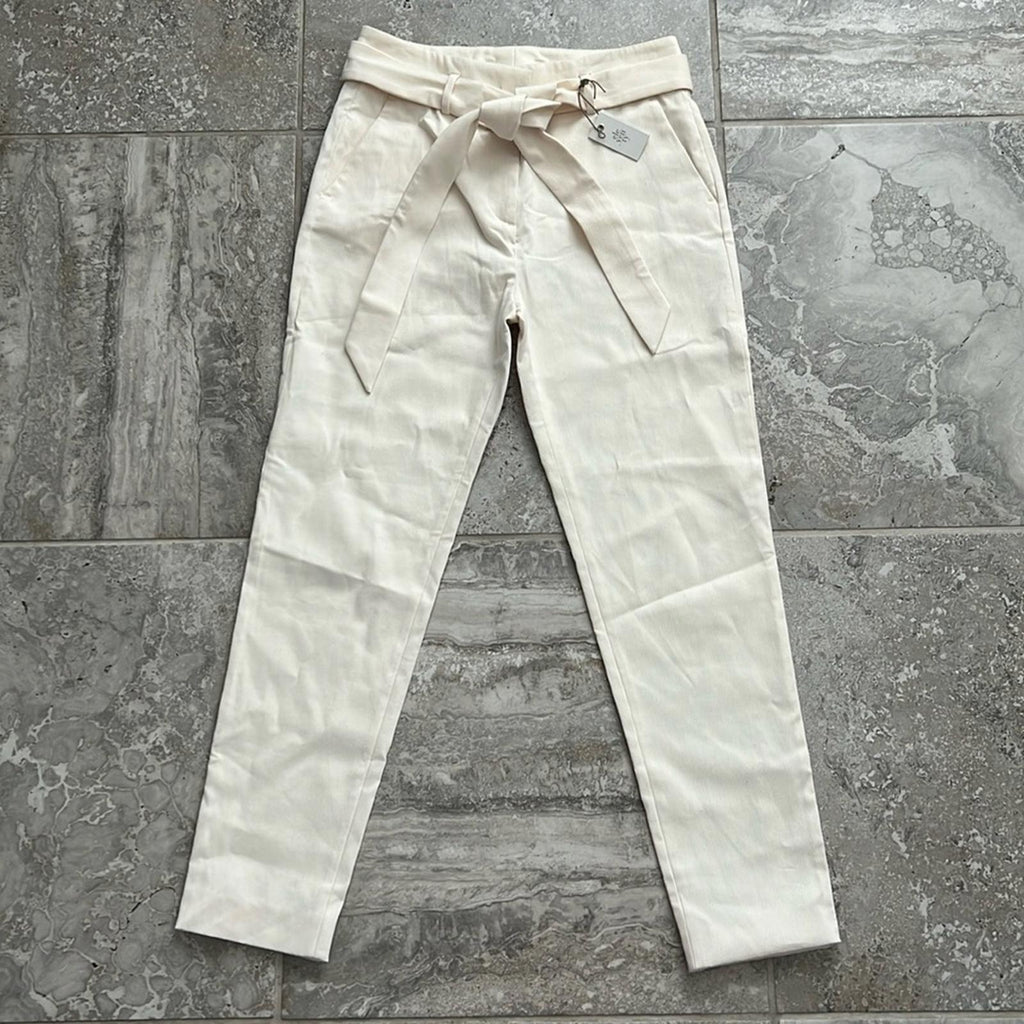 NWT ELEVENTY High-Waisted Ribbed Pants in Cream, Size EU40 | US2 New w/Tag $495