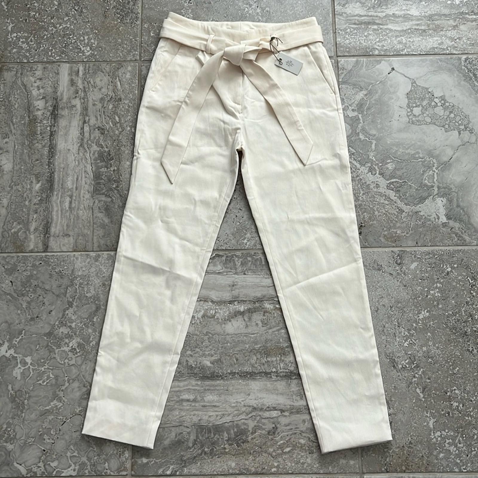 NWT ELEVENTY High-Waisted Ribbed Pants in Cream, Size EU40 | US2 New w/Tag $495