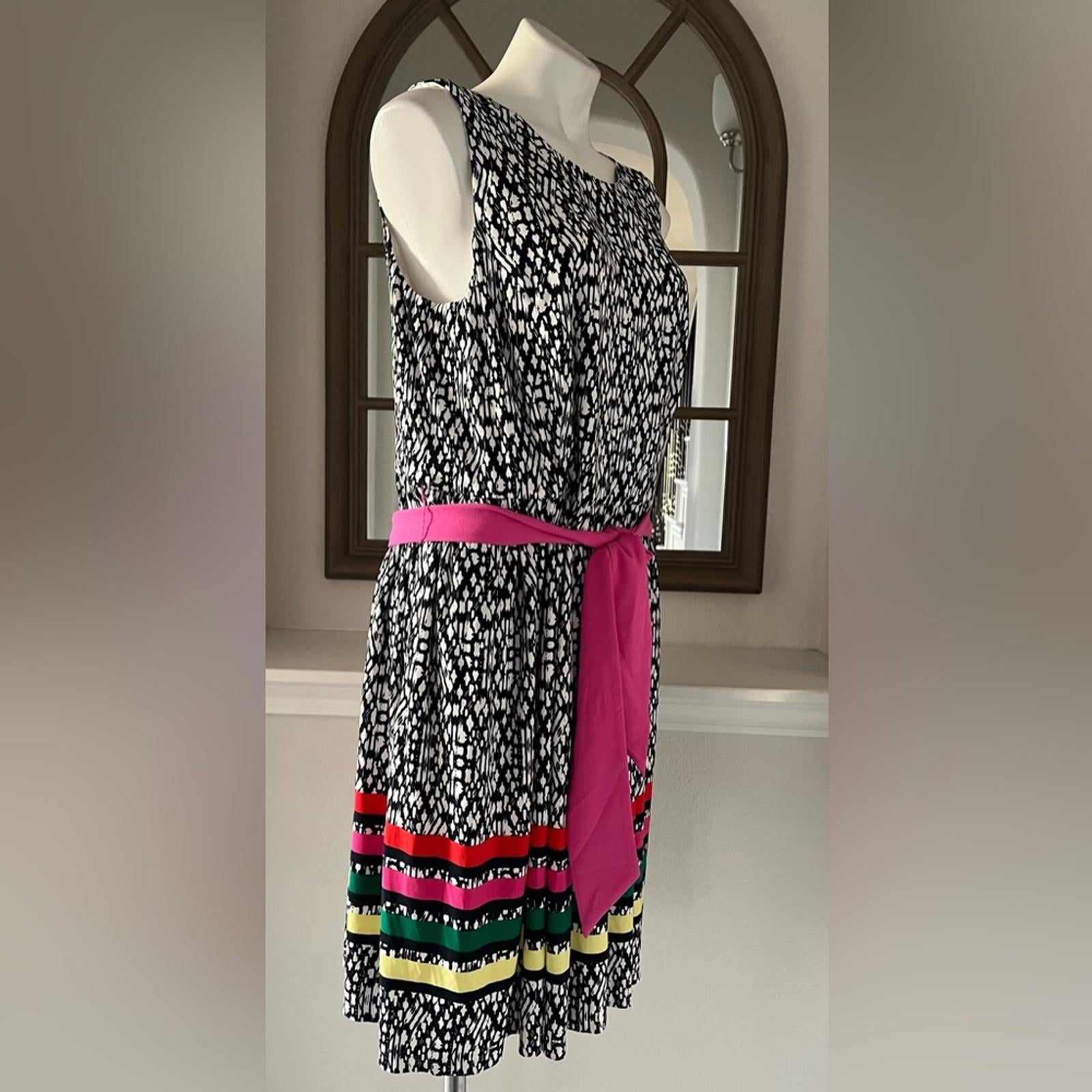 NEW Eliza J Fit & Flare Midi Dress in Black/White/Multi Plus Size 16W EXCELLENT!