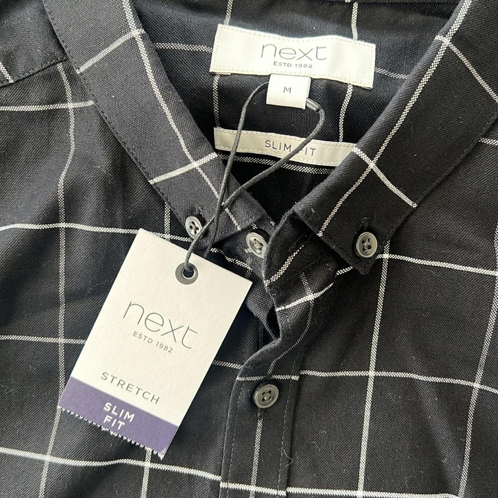 next Slim Fit Stretch Button Down Dress Shirt Black Size M New w/Tag Retail £32