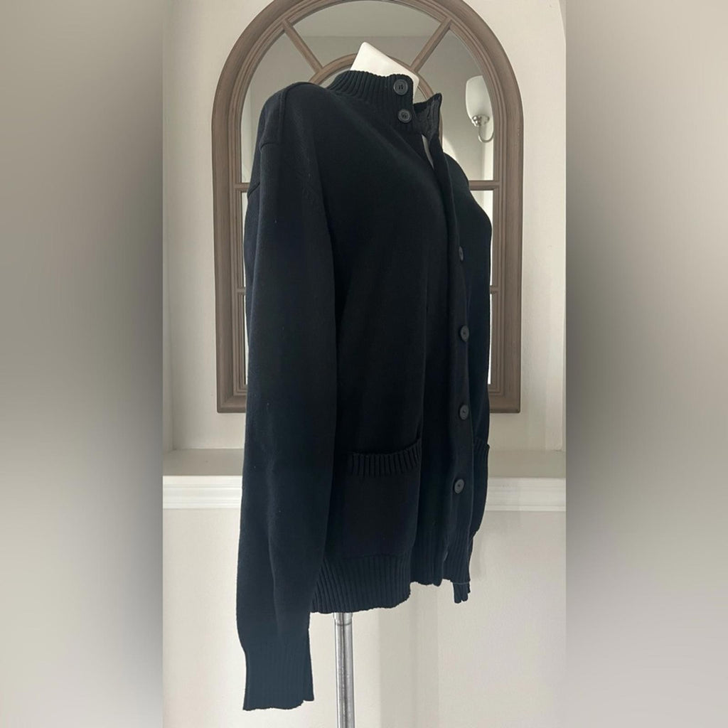 Oscar De La Renta Button Front Cardigan with Pockets, Black, Men’s Size XXL