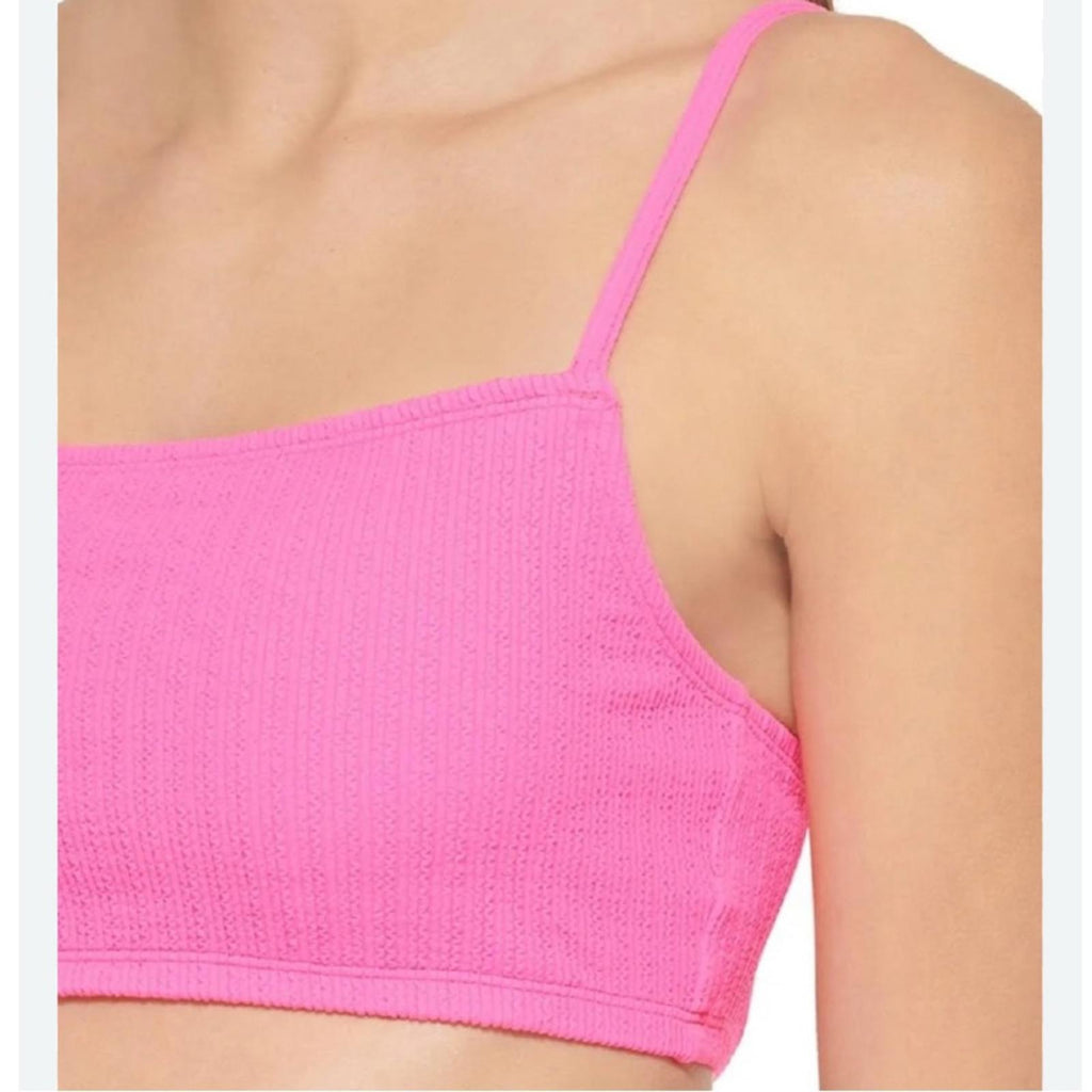 Dkny Ribbed Solid Bikini Swim Top in Pink, Size M NEW w/Tag $68