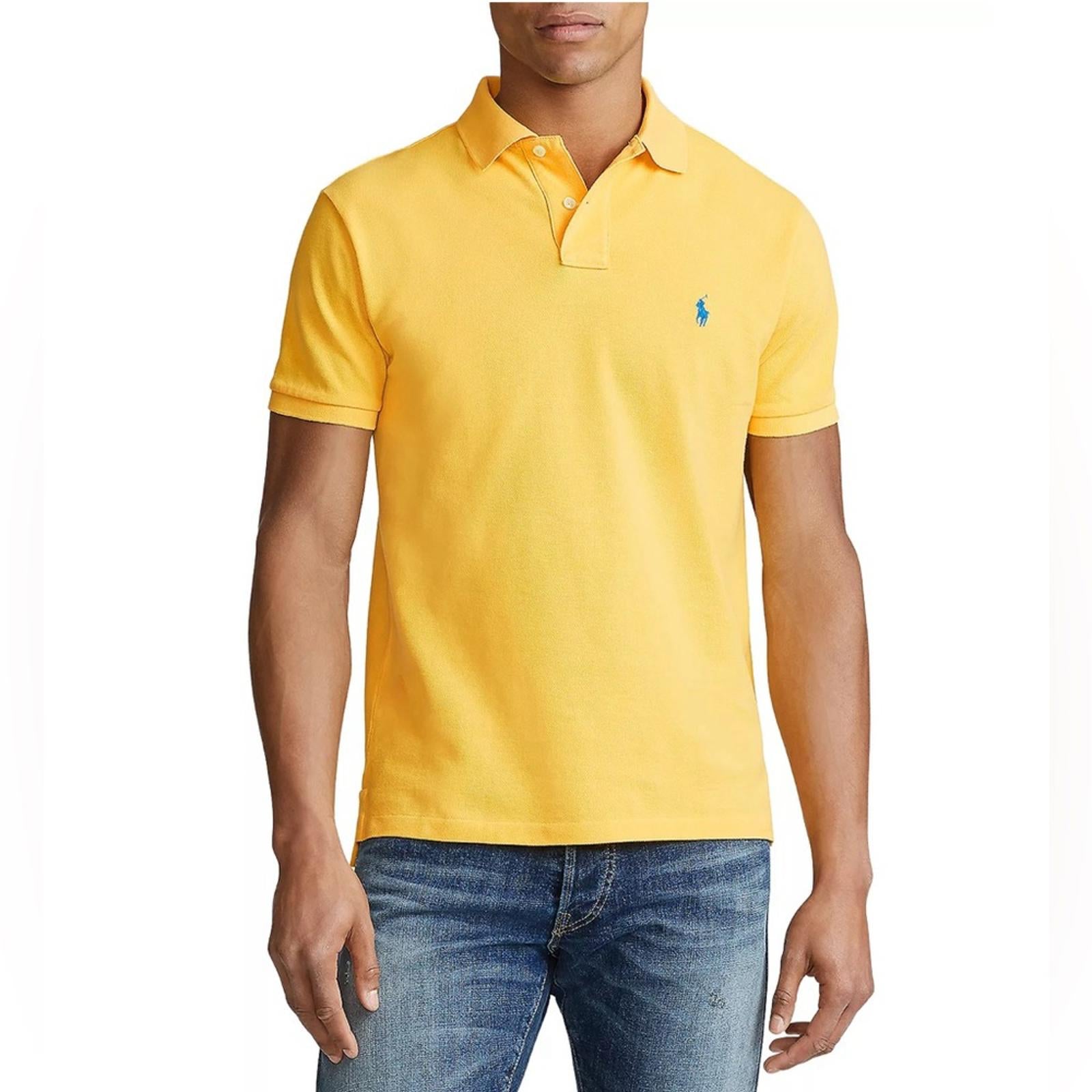 Polo Ralph Lauren Mesh Polo Shirt, Custom Slim Fit in Yellow Size S New w/Tag