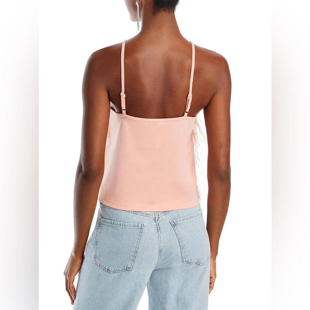 Lucy Paris Aida Feather Top, Peach Size S New w/Tag