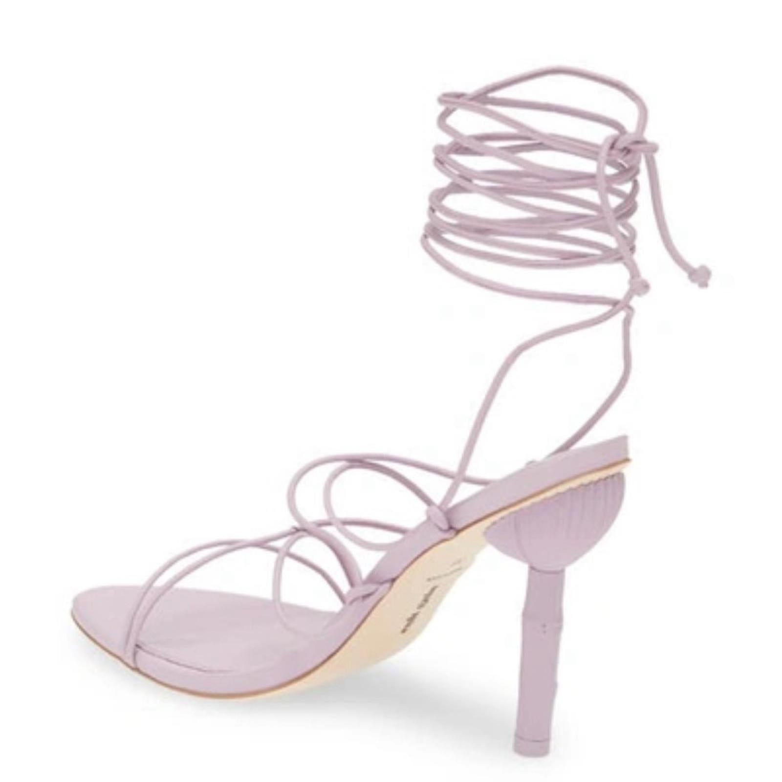 Cult Gaia Soleil Lace Up Strappy Heel Sandals in Lavender, EXCELLENT, Size 42