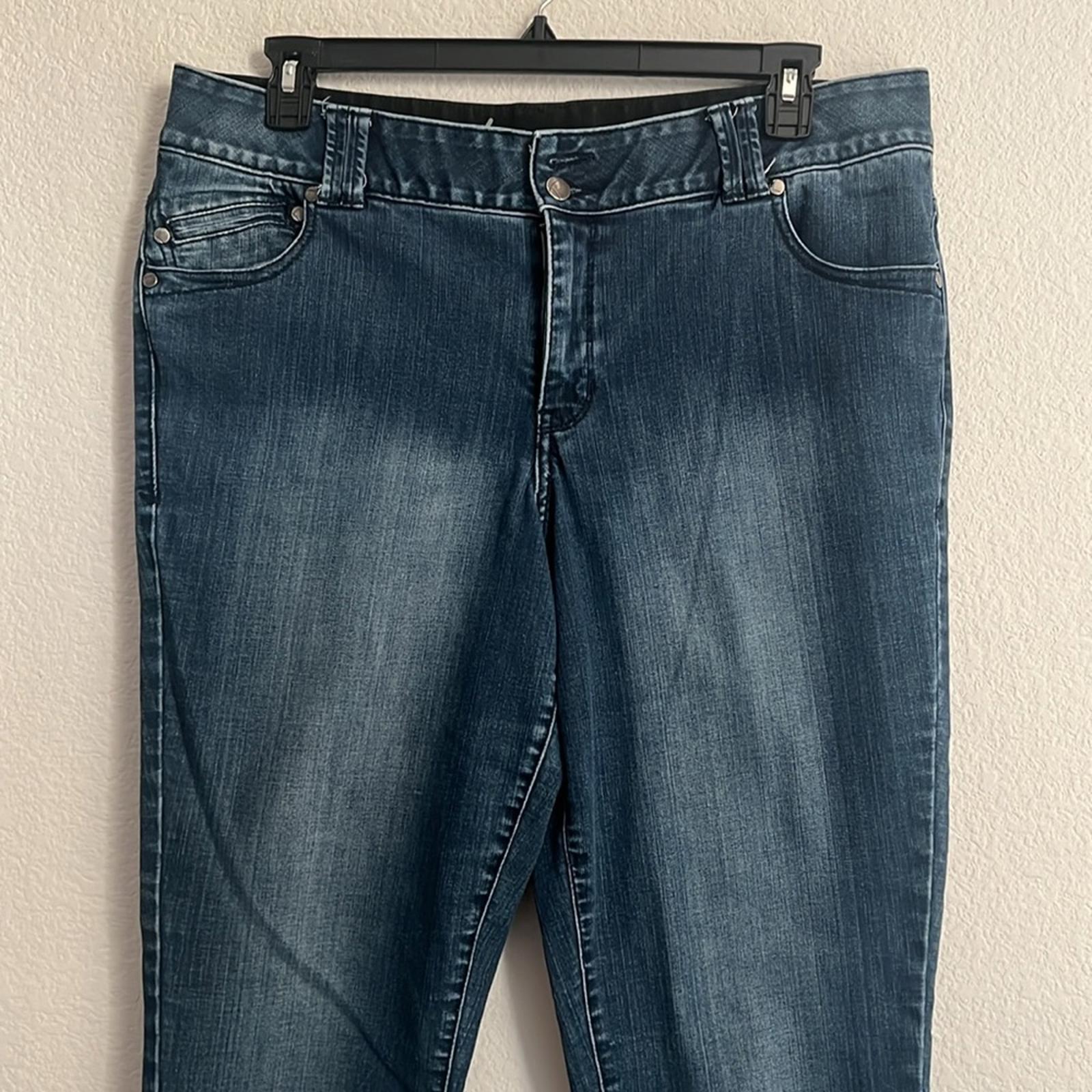 Lane Bryant High-Rise Tighter Tummy Two-Tone Skinny Jeans in Dark Wash, Size 18