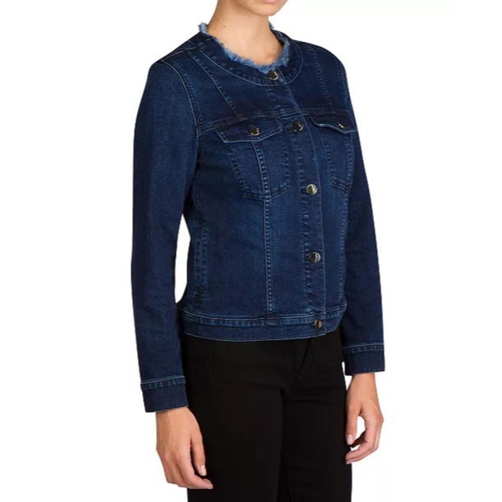 JEN7 by 7 For All Mankind Collarless Denim Jacket with Frayed Detail Size 3X NWT