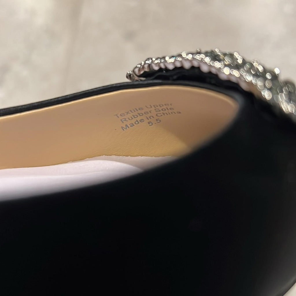 Badgley Mischka Emerie Slip On Embellished Flats Black, Size 5.5 NEW +DustBag