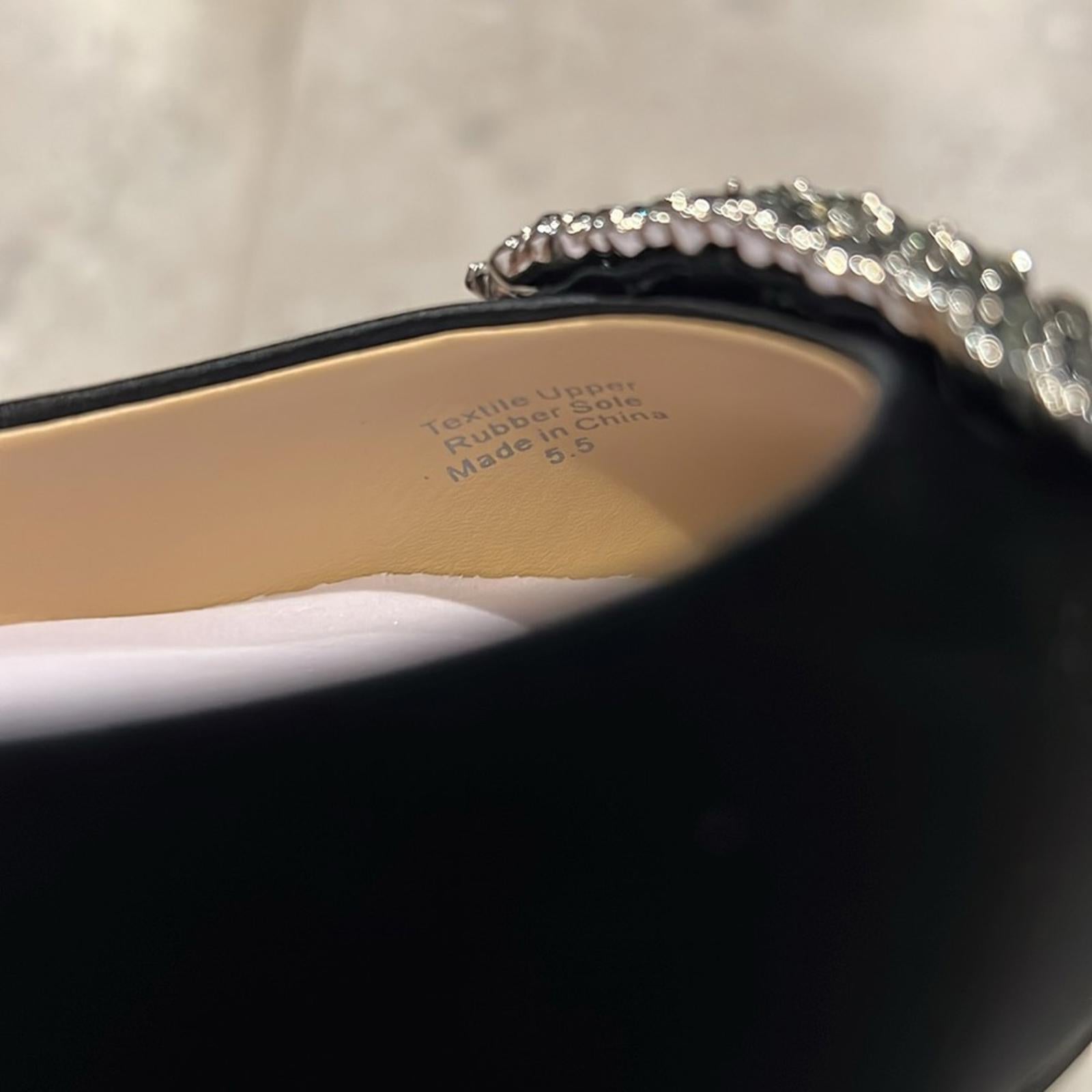 Badgley Mischka Emerie Slip On Embellished Flats Black, Size 5.5 NEW +DustBag