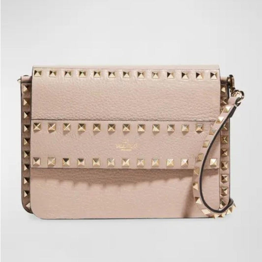 Valentino Garavani Rockstud Leather Crossbody Mauve Pink EXCELLENT Retail $1,950