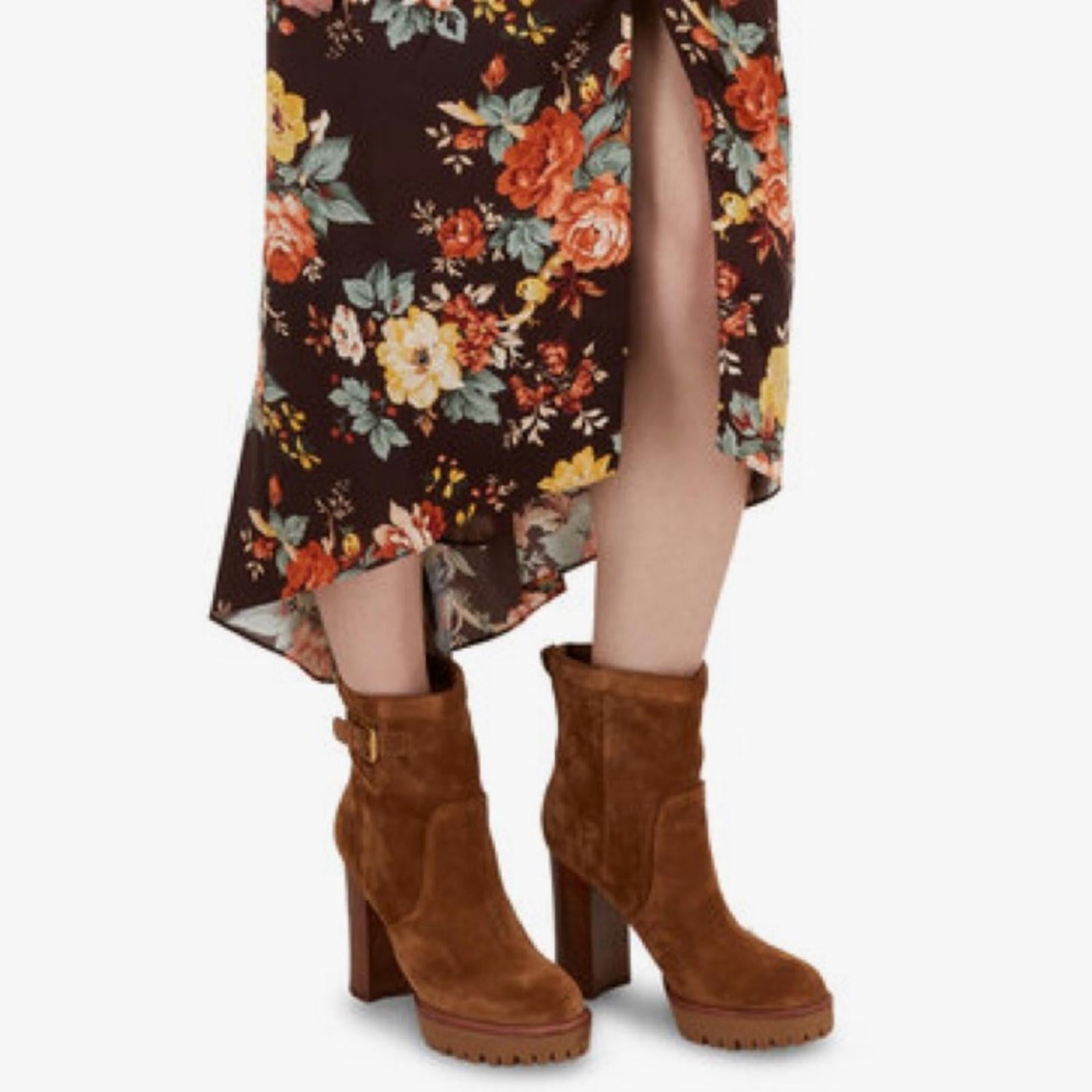 Veronica Beard Hannigan Suede Platform Boots in Hazelwood, Size 11 NEW +DustBag