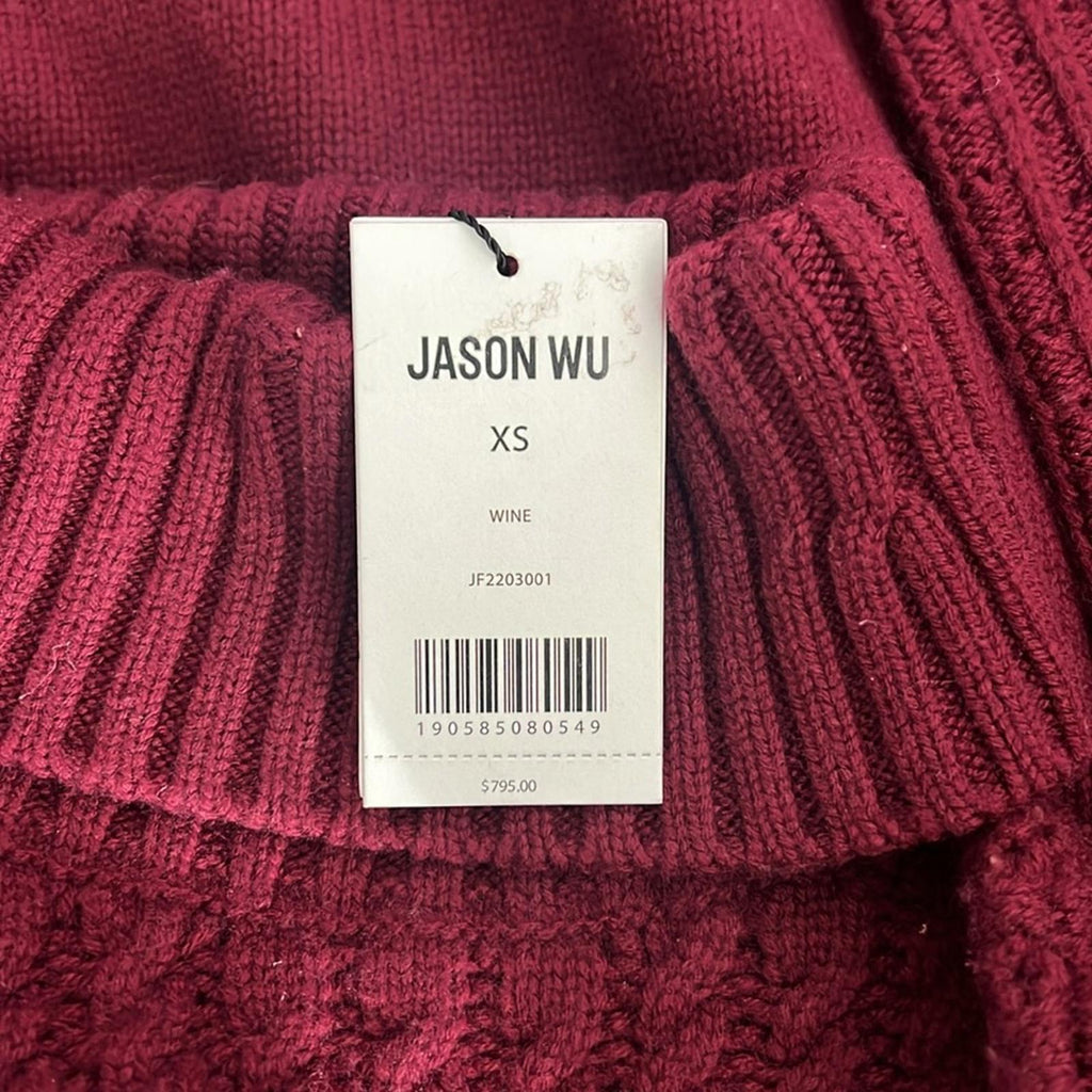 Jason Wu Fringe Turtleneck Sweater in Wine Red, NWT, Size XS