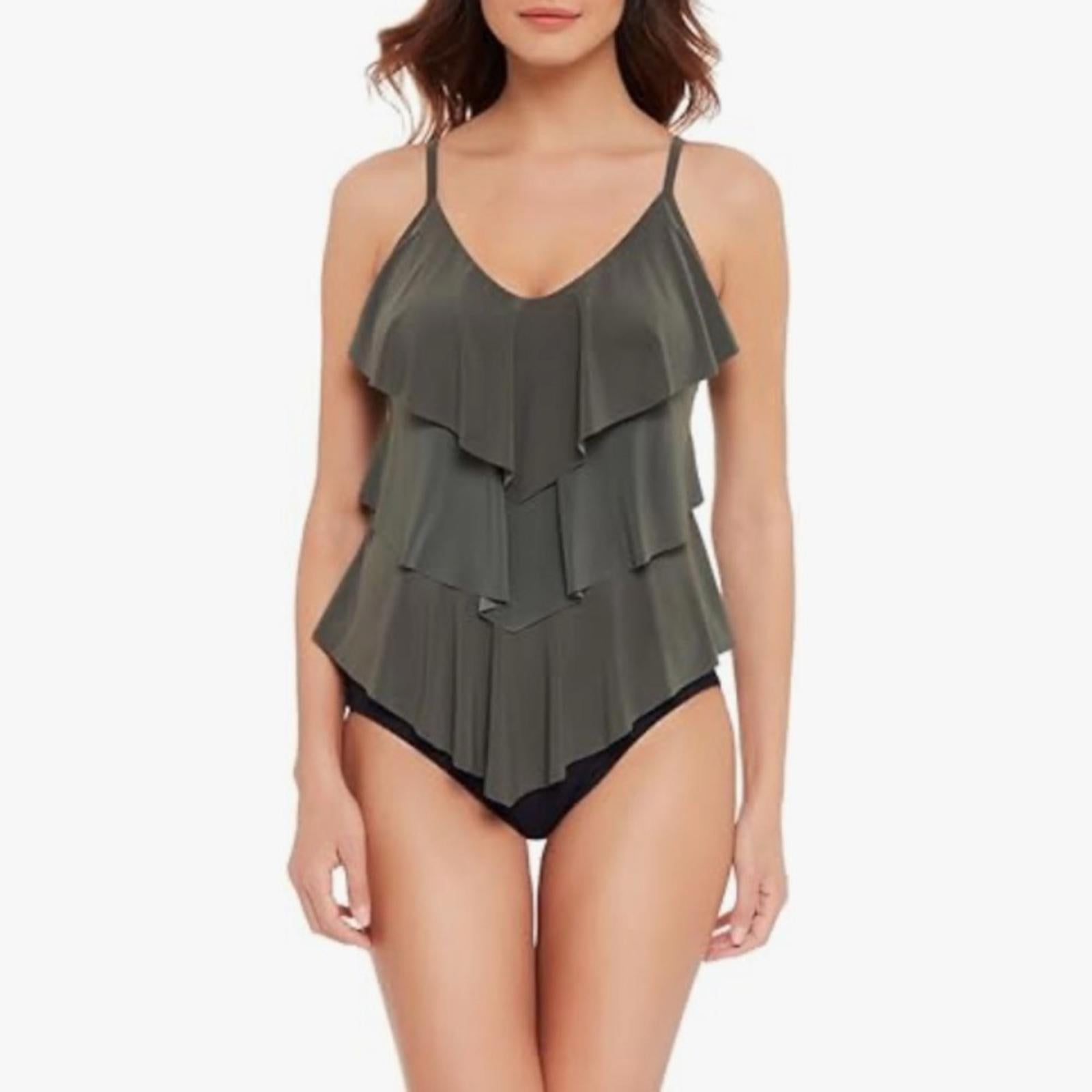 MagicSuit Rita Soft Cup Adjustable Strap Tankini in Military Green, Size 14 NEW