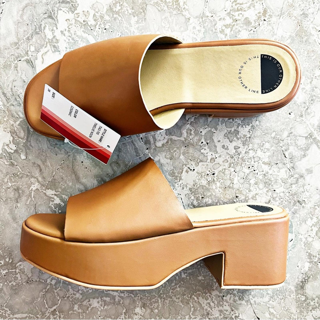 Twelve Noon Platform Sandals in Cognac, Size EU 38, EU 41 New in Box