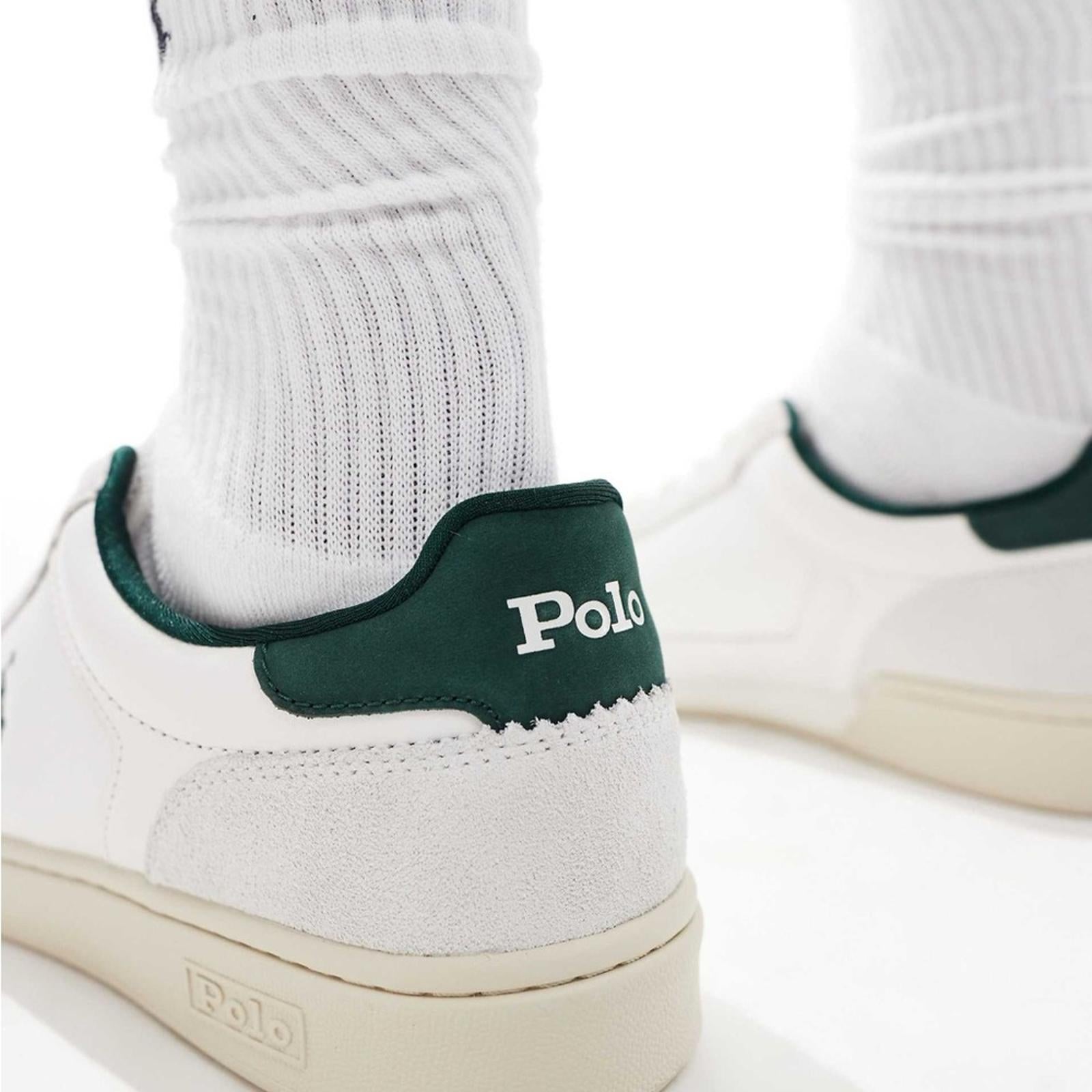 Polo Ralph Lauren Court Sport Lace-Up Sneakers in Deckwash White, Size 8 $185