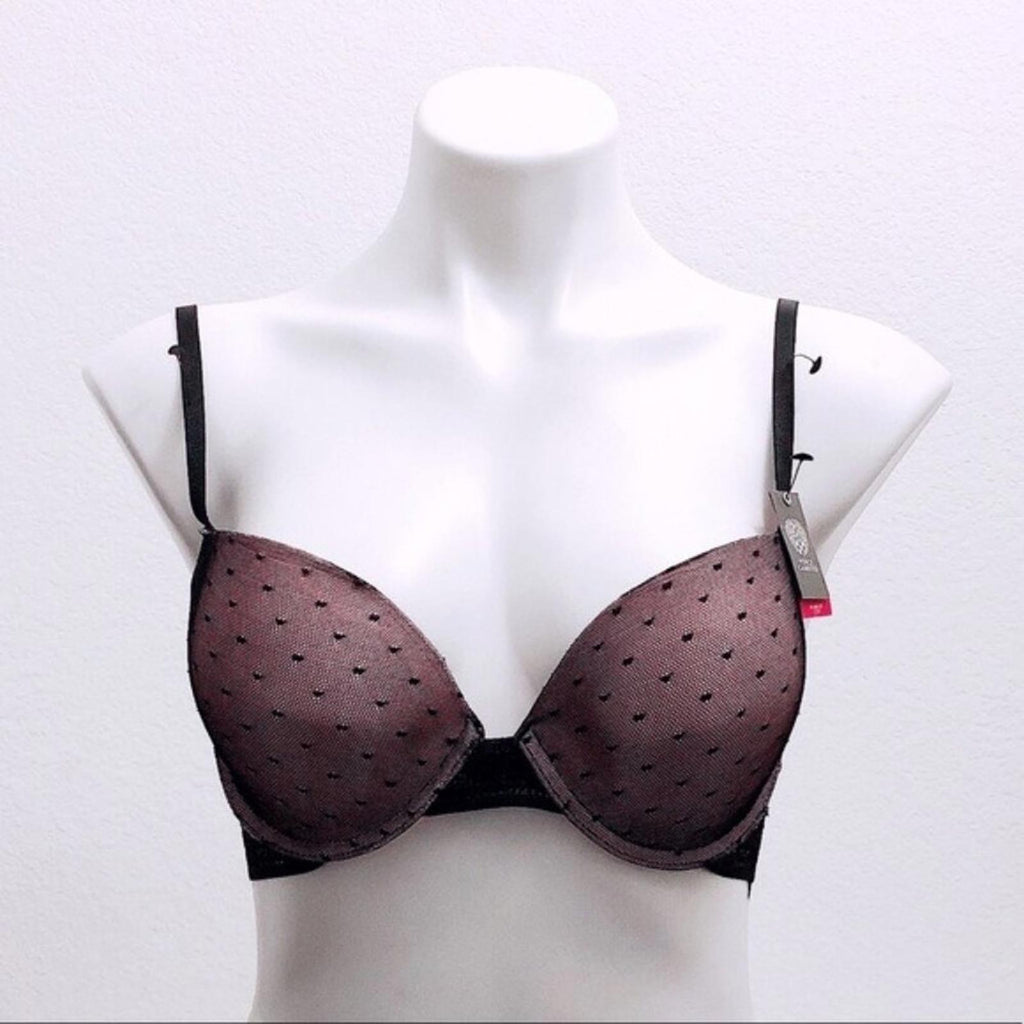 Vince Camuto Push Up Bra Black Lace Nude Back Closure Size 36C New w/Tag