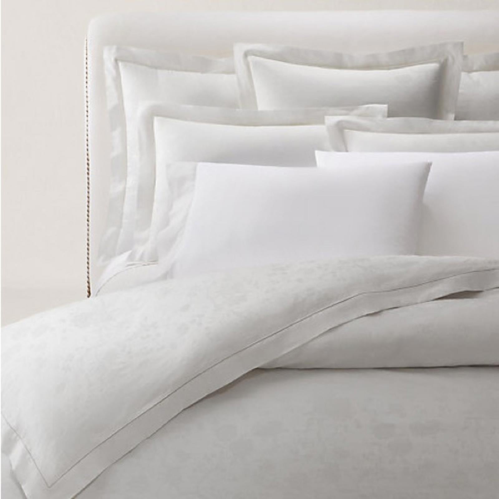 Ralph Lauren Home Organic Cotton Bethany Jacquard Two Standard Silver Shams, NWT