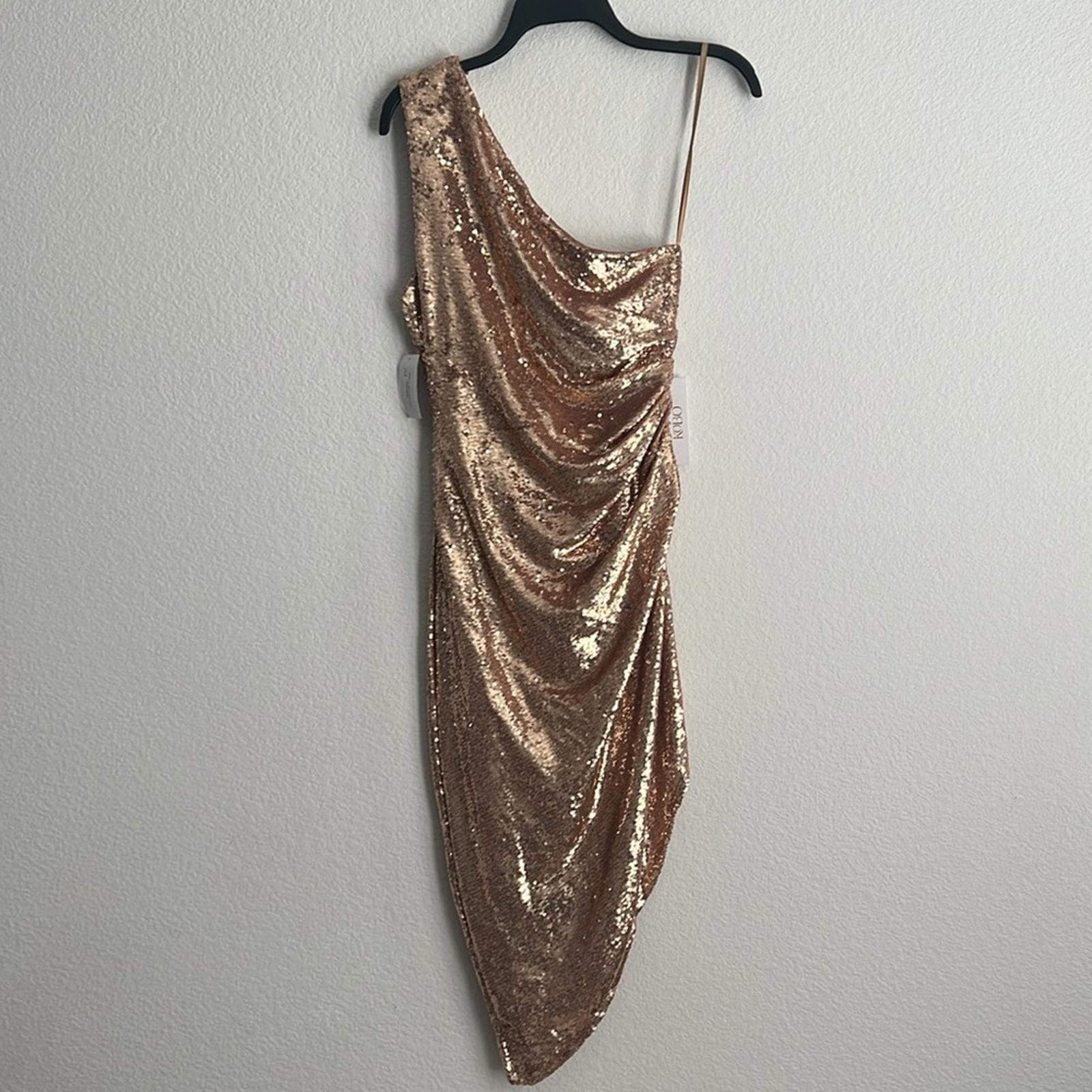 Ronny Kobo Kelly Sequin One-Shoulder Dress, Metallic Gold Size S NEW w/Tag $548