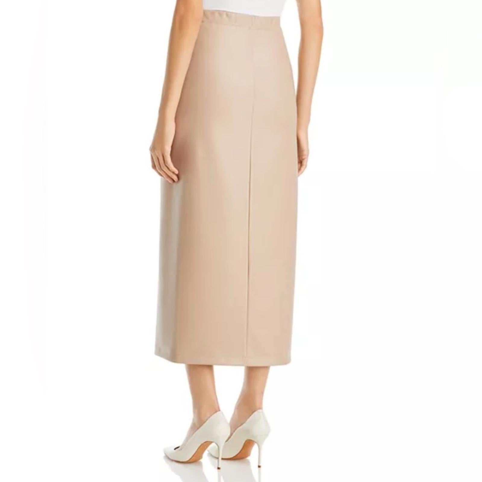 Enza Costa Faux Leather Faux Wrap Midi Skirt, NWT, Size 0 $295