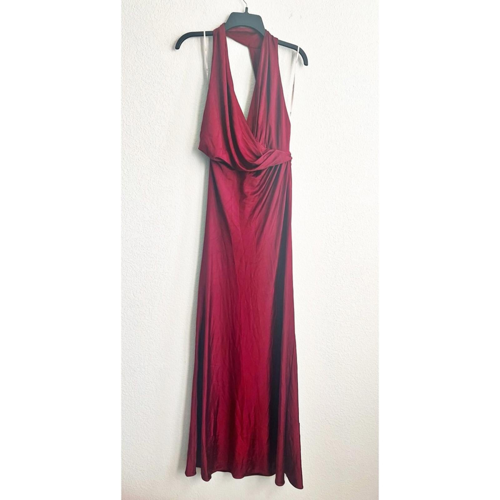 Et Ochs Valentina Open Back Gown Halter Evening Dress, Crimson, Size 8 NWT $1695