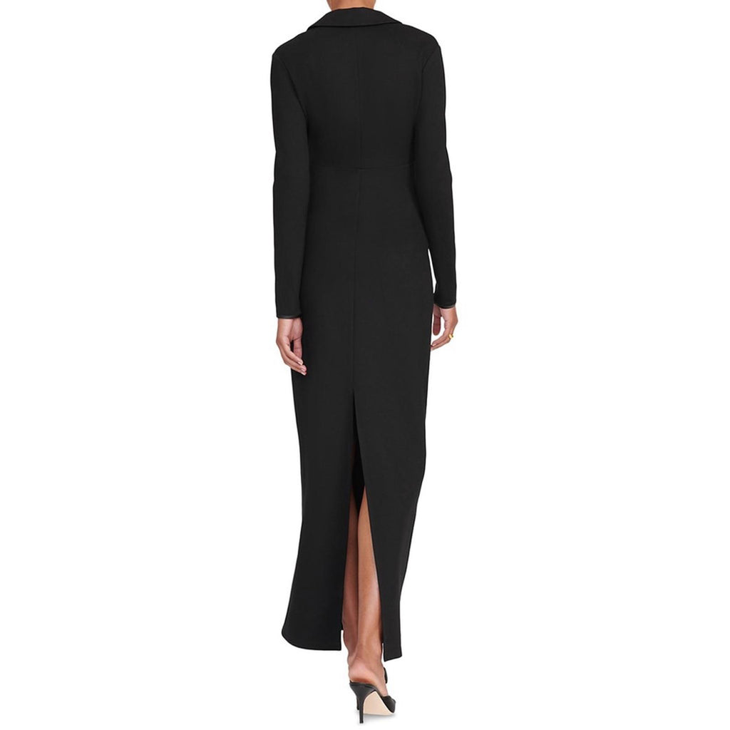 STAUD Humboldt Satin Lapel Gown Maxi Dress in Black, Size M New w/Tag