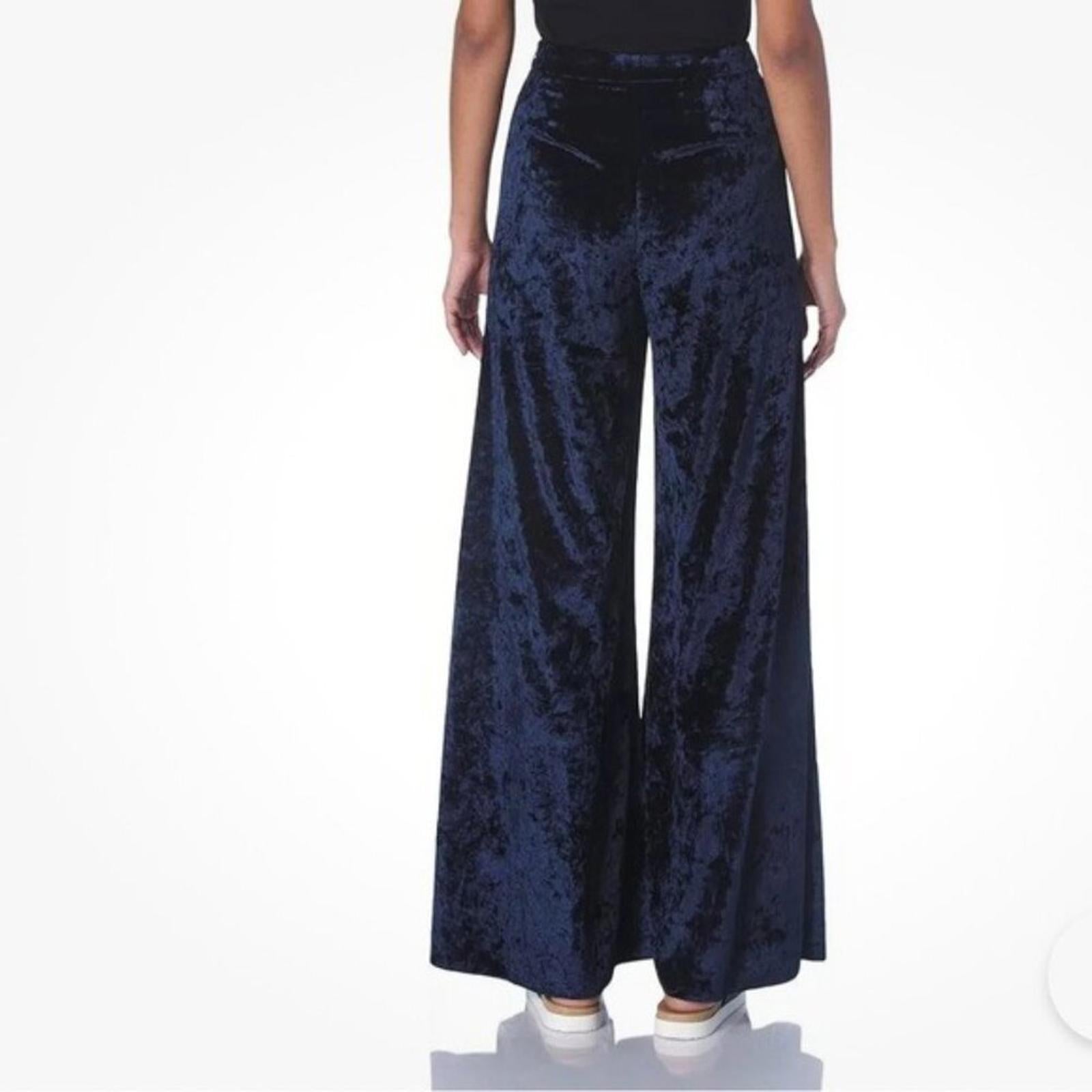 LIKELY Jasmine Crushed Velvet Wide Leg Pants in Navy, Size 2 NEW w/Tag