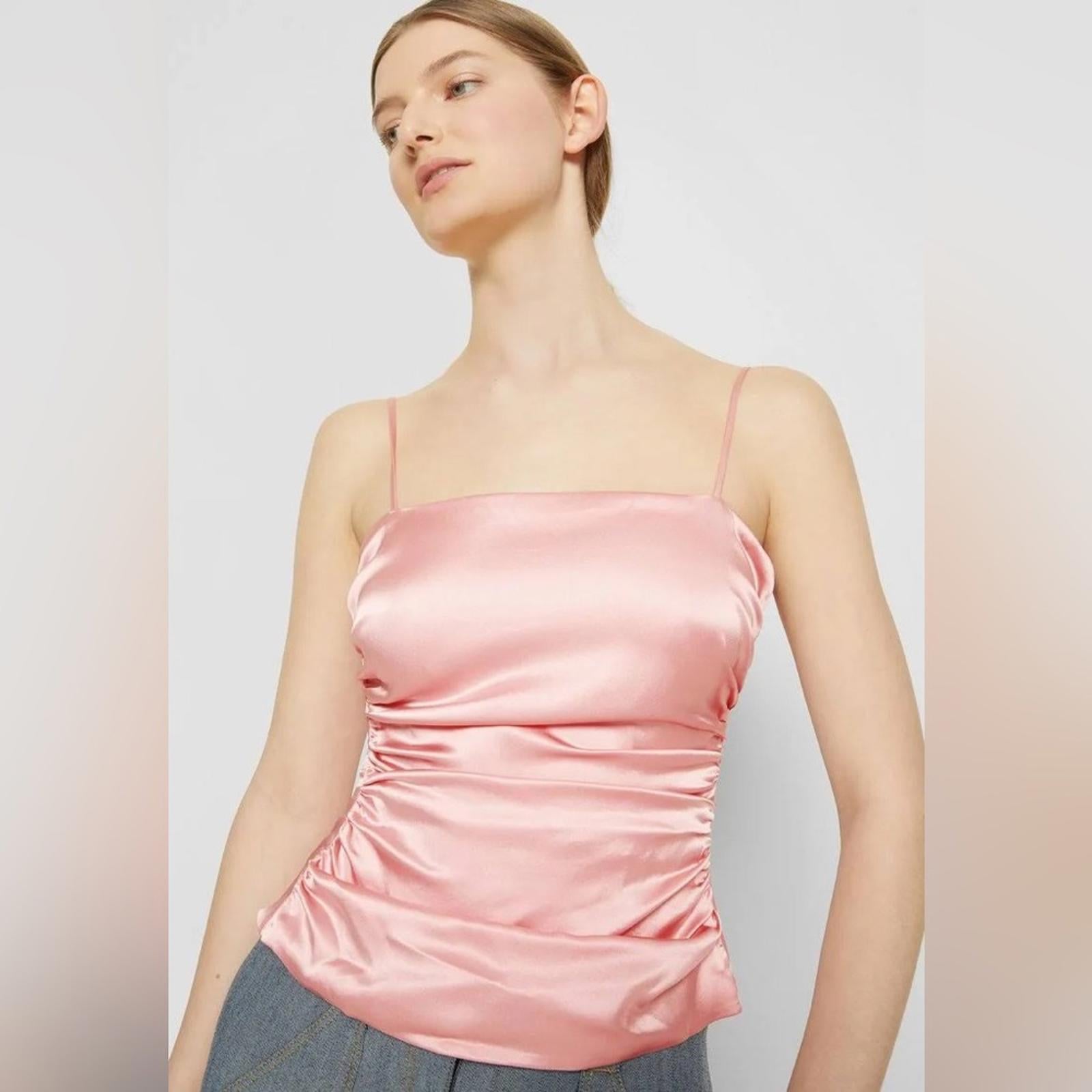 Cinq à Sept Jaylin Ruched Stretch Silk Camisole, Pink Quartz Size S New w/Tag