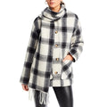 AQUA Scarf Collar Coat in Black/White, Size XL NEW w/Tag Retail $178