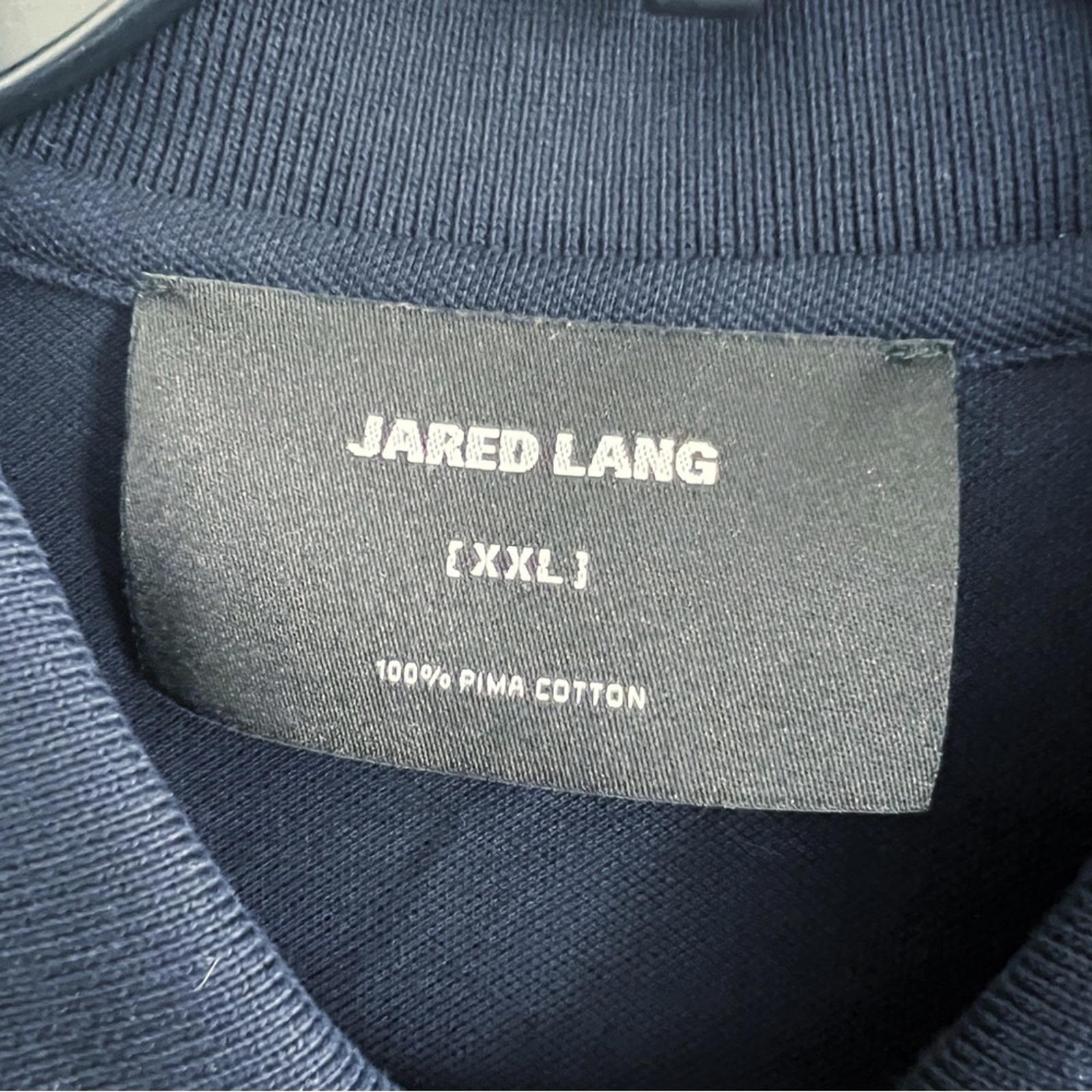 Jared Lang Star Embroidery Knit Pima Cotton Piqué Polo Shirt, Navy Size XXL