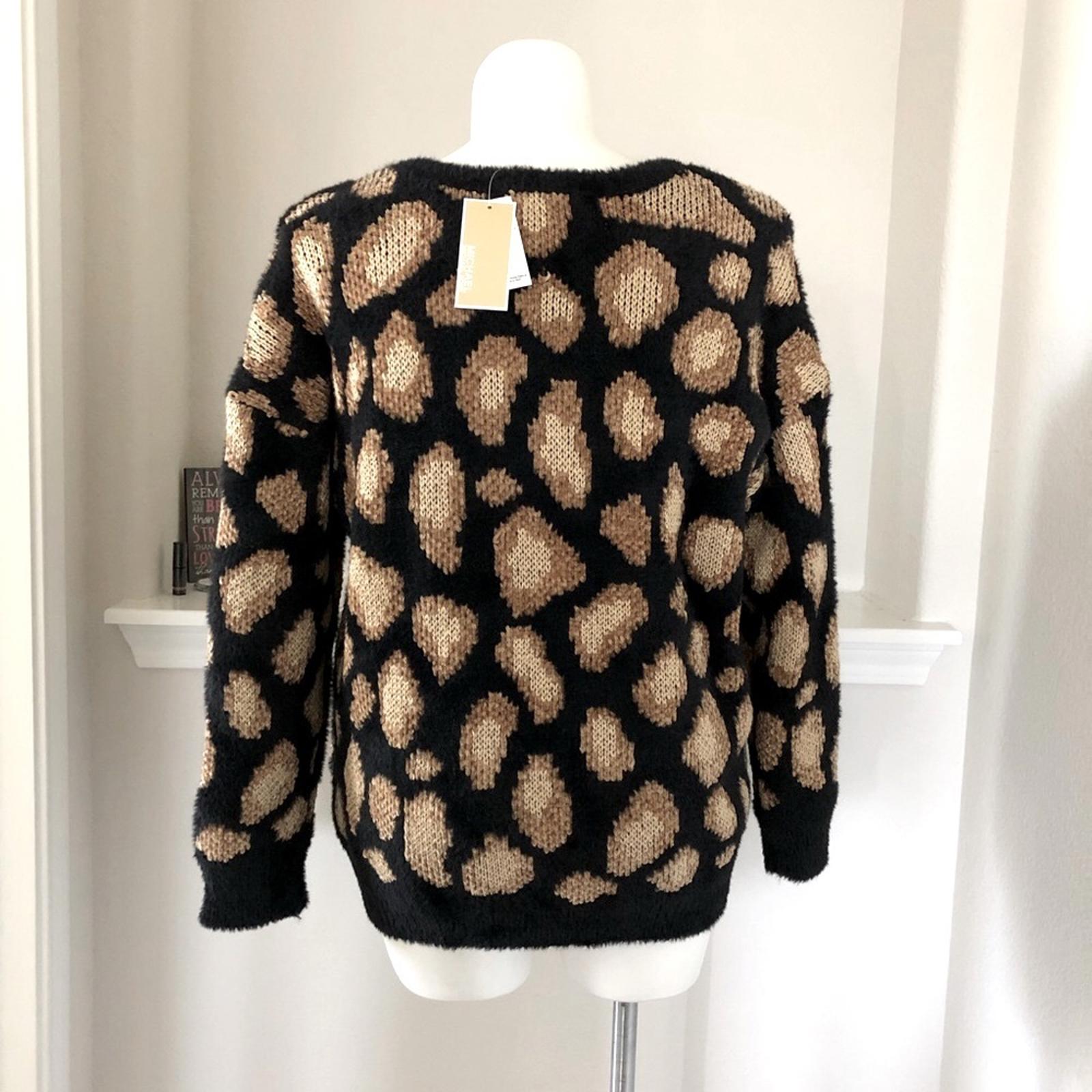 Michael Kors Crewneck Soft Dark Camel Sweater Fur Velour-Blend Size XXL NWT $155